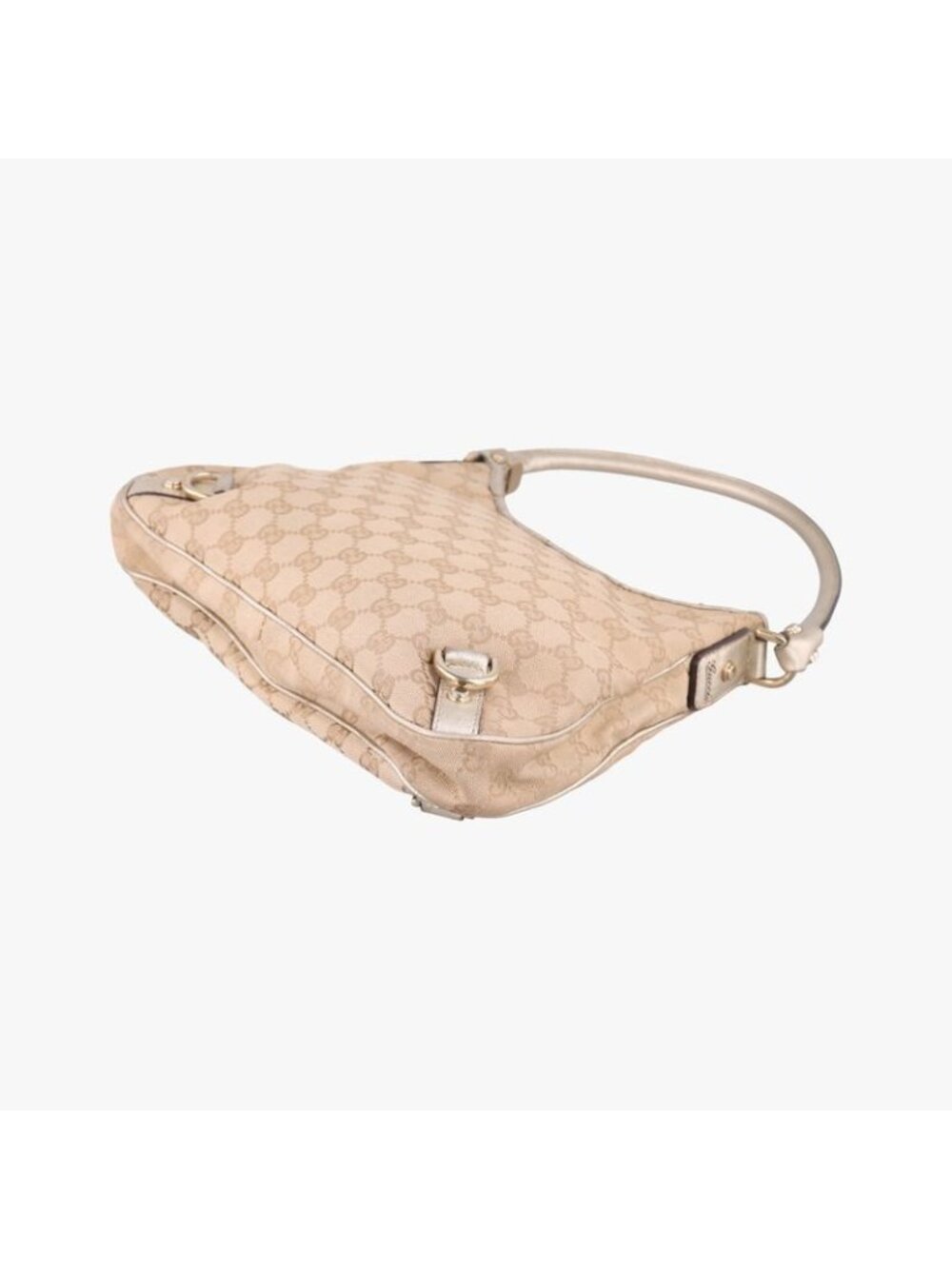 Gucci GG Pattern Beige Gold Canvas Leather Messenger Bag - Picture 6 of 16